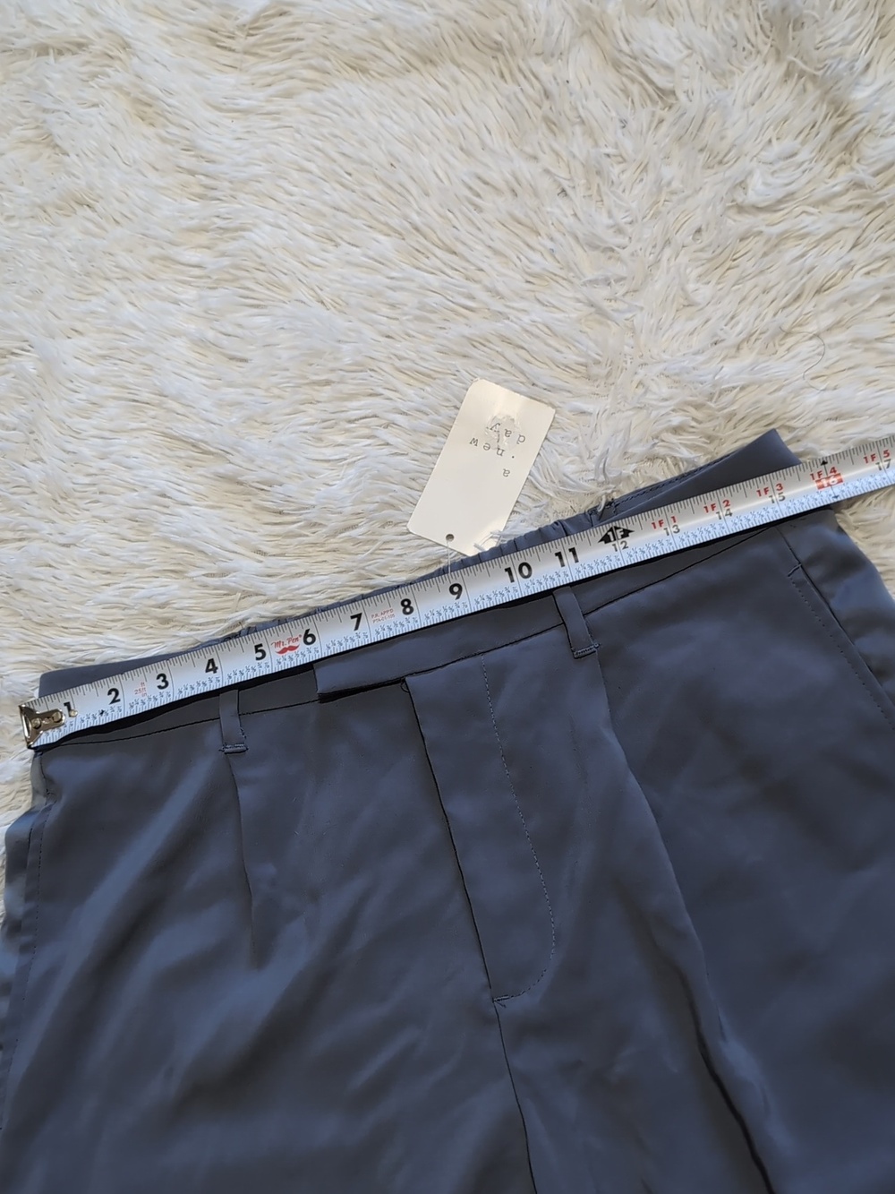 NWT A New Day Blue-Grey Wide Leg Satin Tuxedo Stripe High Rise Pants Size 8 - Picture 8 of 11